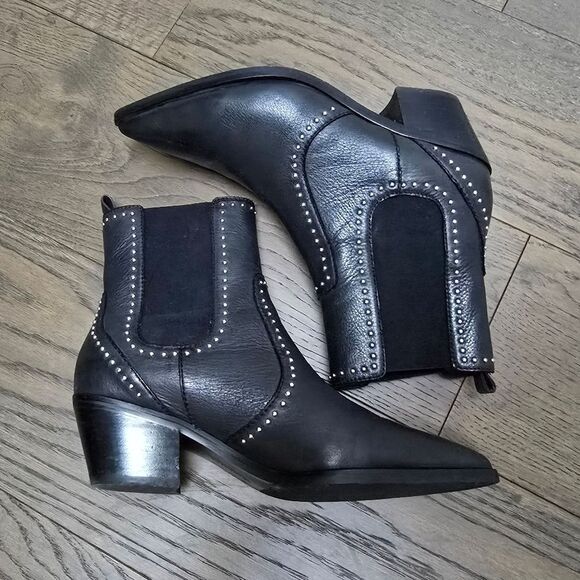 Paige Willa Studded Leather Western Chelsea Boot in Black - Picture 8 of 14